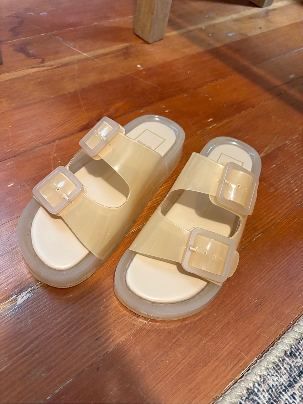 Dolce Vita Slide Sandals in Neutral Beige with Buckle Straps